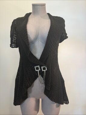 Magazine Open Knit Cardigan | Black | Medium